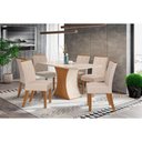 Ver imagem 1 de Conjunto: Mesa de Cozinha Luiza C/ Tampo de Vidro 160x90cm e 6 Cadeiras Vita Nature/off White -
