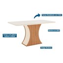 Ver imagem 2 de Conjunto: Mesa de Cozinha Luiza C/ Tampo de Vidro 160x90cm e 6 Cadeiras Vita Nature/off White -