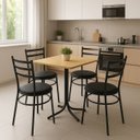 Ver imagem 3 de Mesa de Jantar Quadrada 70cm Preta Tampo Madeira Pinus