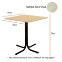 Ver imagem 2 de Mesa de Jantar Quadrada 70cm Preta Tampo Madeira Pinus