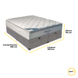 Cama Box Baú Blindado e Reforçado Queen Cinza e Colchão Freedom Molas Ensacadas Ortobom - 3