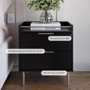 Ver imagem 2 de Mesa de Cabeceira 2 Gavetas com Led Yves 53 Cm - Preto Fosco C/ Champanhe