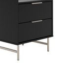 Ver imagem 4 de Mesa de Cabeceira 2 Gavetas com Led Yves 53 Cm - Preto Fosco C/ Champanhe