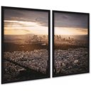 Ver imagem 1 de Kit 2 Quadros Cidade Ao Entardecer 24x18cm - com Vidro:moldura Preta
