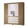 Guarda Roupa Casal C/espelho 4 Portas 7 Prateleiras 6 Gavetas 4 Cabideiros Pés em Pvc Cádis Demóbile - 1
