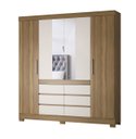 Ver imagem 1 de Guarda Roupa Casal C/espelho 4 Portas 7 Prateleiras 6 Gavetas 4 Cabideiros Pés em Pvc Cádis Demóbile