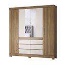 Ver imagem 1 de Guarda Roupa Casal C/espelho 4 Portas 7 Prateleiras 6 Gavetas 4 Cabideiros Pés em Pvc Cádis Demóbile