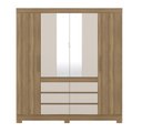 Ver imagem 2 de Guarda Roupa Casal C/espelho 4 Portas 7 Prateleiras 6 Gavetas 4 Cabideiros Pés em Pvc Cádis Demóbile