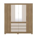 Ver imagem 2 de Guarda Roupa Casal C/espelho 4 Portas 7 Prateleiras 6 Gavetas 4 Cabideiros Pés em Pvc Cádis Demóbile