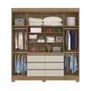 Ver imagem 3 de Guarda Roupa Casal C/espelho 4 Portas 7 Prateleiras 6 Gavetas 4 Cabideiros Pés em Pvc Cádis Demóbile