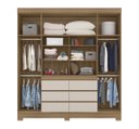 Ver imagem 3 de Guarda Roupa Casal C/espelho 4 Portas 7 Prateleiras 6 Gavetas 4 Cabideiros Pés em Pvc Cádis Demóbile