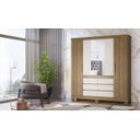Ver imagem 5 de Guarda Roupa Casal C/espelho 4 Portas 7 Prateleiras 6 Gavetas 4 Cabideiros Pés em Pvc Cádis Demóbile