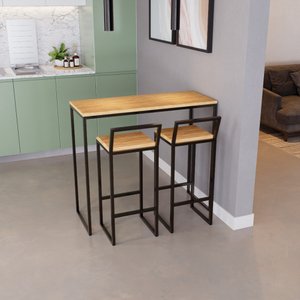 Bancada Cozinha Balcão Gourmet Pinus 2 Banquetas Pinus Pt