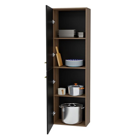 Paneleiro Modulado 2 Portas 15mm Cozinha Compacta - Nogal/preto