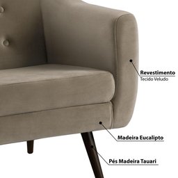 Poltrona Mimo com Tecido Veludo - Marrom Claro - 2