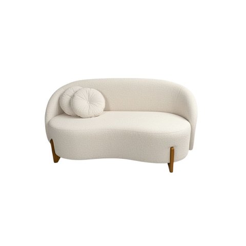 Sofá Orgânico 2 Lugares C/2 Almofadas Curvo Sala Recepção Amsterdã Boucle Off White - Montanari's de