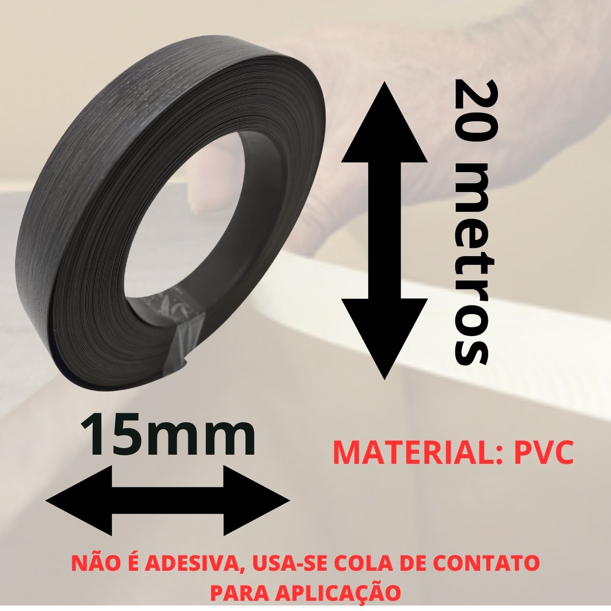 Fita de Borda Pvc Madeirado Cinza Metropole Design Duratex 15mm X 20m Moveis Acabamento - 3