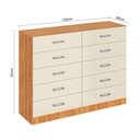 Ver imagem 2 de Cômoda Caribe 120cm 10 Gavetas Cinamomo/Off White - Fellicci Móveis