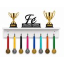 Ver imagem 1 de Porta Medalhas com Prateleira para Troféus 8 Ganchos Esporte