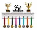 Ver imagem 1 de Porta Medalhas com Prateleira para Troféus 8 Ganchos Esporte