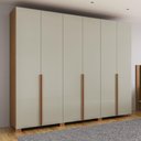 Ver imagem 1 de Guarda Roupa 270cm 6 Portas 4 Gavetas Dalla Costa 100% Mdf Cor:freijó com Off White