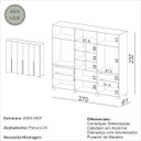 Ver imagem 3 de Guarda Roupa 270cm 6 Portas 4 Gavetas Dalla Costa 100% Mdf Cor:freijó com Off White