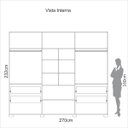 Ver imagem 5 de Guarda Roupa 270cm 6 Portas 4 Gavetas Dalla Costa 100% Mdf Cor:freijó com Off White