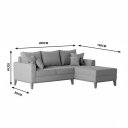 Ver imagem 5 de Sofá Beny com Chaise Direita, 2,00x1,40m, 3 Lugares, Linho, Base em Madeira.
