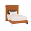Ver imagem 1 de Cama Japonesa com Cabeceira Almeriaharu Solteiro Pés Alumínio Courino Caramelo - Sallar Home