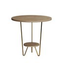 Ver imagem 2 de Mesa Lateral Redonda Industrial Italy Ferro Dourado e Tampo Freijó