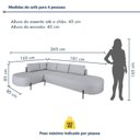 Ver imagem 3 de Sofá Canto Orgânico 4 Lugares Linho Gelo Luna 265cm Yescasa