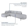 Sofá de Canto Orgânico 4 Lugares 265cm Base de Ferro Chaise Esquerda Luna - 5