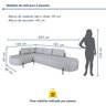 Sofá de Canto Orgânico 4 Lugares 265cm Base de Ferro Chaise Esquerda Luna - 3