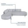 Sofá de Canto Orgânico 4 Lugares 265cm Base de Ferro Chaise Esquerda Luna - 8