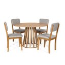 Ver imagem 1 de Mesa de Jantar Redonda Gabi Jade com 4 Cadeiras Estofadas Ella Cinza Claro