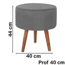 Ver imagem 2 de Kit 2 Puff Puf Redondo Pes Palito 44x40cm Suede Cinza Escuro MPassos