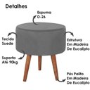Ver imagem 3 de Kit 2 Puff Puf Redondo Pes Palito 44x40cm Suede Cinza Escuro MPassos
