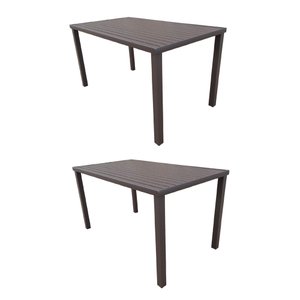 Kit 2 Mesas Tampo Ripado Retangular 1.20x0.80m Alumínio Marrom