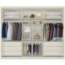 Ver imagem 2 de Guarda Roupa Casal Ripado com Espelho 3 Portas 6 Gavetas - Athenas-off White - Móveis Europa