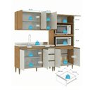 Ver imagem 2 de Cozinha Compacta Paris 4 Portas 2 Gavetas MDP 200cm Freijó e Branco