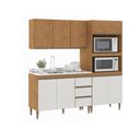 Ver imagem 3 de Cozinha Compacta Paris 4 Portas 2 Gavetas MDP 200cm Freijó e Branco
