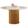 Mesa Dara Redonda com Vidro 110x110 Lj Móveis Cor Cinamomo Off White - 1