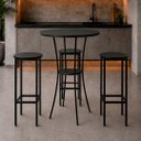 Ver imagem 1 de Conjunto Mesa Alta Bistrô Porto com 3 Banquetas Alta Kassel Cor Preto - Kmj