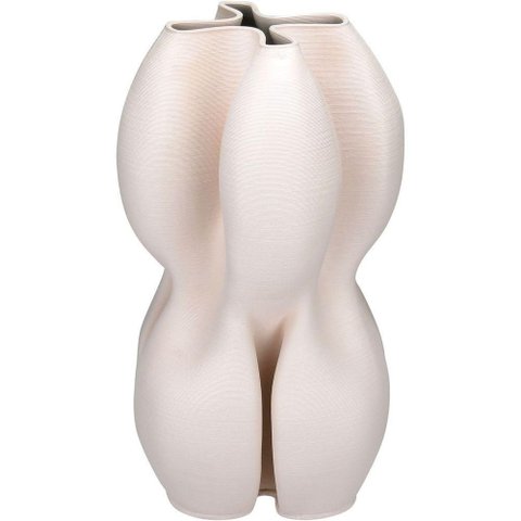 Vaso Decorativo Enfeite Casa Aparador 3d Home&co Cerâmica 32x19x19cm Nude