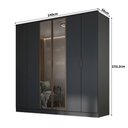 Ver imagem 3 de Guarda Roupa Casal 2,40m 6 Portas C/ Reflecta e Led 100% Mdf Cor:grafitto