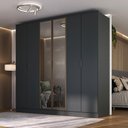 Ver imagem 1 de Guarda Roupa Casal 2,40m 6 Portas C/ Reflecta e Led 100% Mdf Cor:grafitto