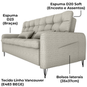 Ver imagem 7 de Sofa Cama 2 Lugares 200cm Pillar Linho Vancouver E483 Bege Milani Store