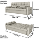 Ver imagem 3 de Sofa Cama 2 Lugares 200cm Pillar Linho Vancouver E483 Bege Milani Store