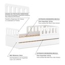 Ver imagem 2 de Bicama Solteiro Mdf Branco com 02 Grades e Cabeceira Anatômica Mobilistore