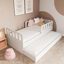 Ver imagem 3 de Bicama Solteiro Mdf Branco com 02 Grades e Cabeceira Anatômica Mobilistore